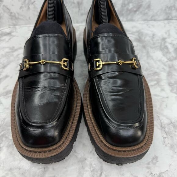 SAM EDELMAN Laurs Lug-Sole Tailored Loafer Flats Leather Black Chunky WMS Sz 8 - Picture 10 of 16